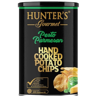 هانترز غورميه رقائق البطاطس  بيستو بارميزان مطبوخة يدويًا، 150 غرام