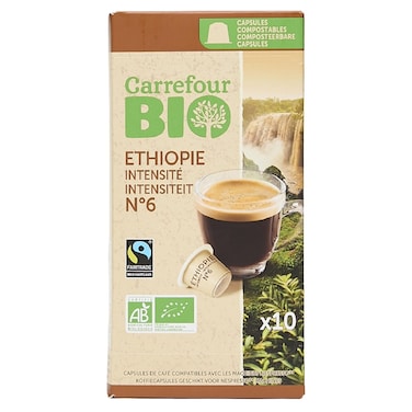 Carrefour Bio Organic Ethiopia Coffee Capsules Intensity 6, 97g