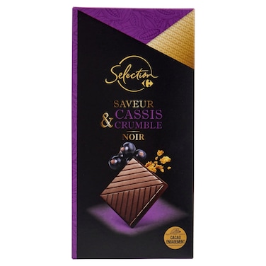 Carrefour Selection Dark Chocolate with Blackcurrant and Crumble, 100g
