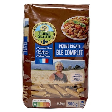 Carrefour Extra Whole Wheat Penne Pasta, 500g