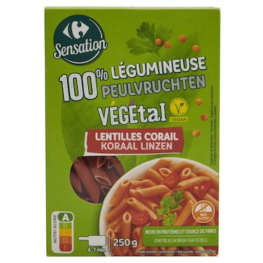 Carrefour Veggie Red Lentil Pasta, 250g