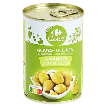 Carrefour Green Olives Stuffed with Almonds, 120g