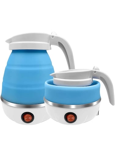Alexo Travel Portable Foldable Electric Kettle Collapsible Water Boiler For Coffee Tea Fast Water Boiling 110V-220V 600ML Small Electric Kettle Travel Folding Water Boiler Portable Silicone Household