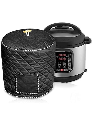 Pressure Cooker Dust Cover Protector, Rice Cooker Dust Cover Pressure Cooker Cover with Front Pocket for Accessories compatible with Instant Pot, Nutricook 6 Liters and 8 Liters (Black, 6 Liters)