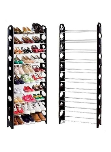 Dubai Gallery 10 Layer Stackable Shoe Rack - Holds 30 Pairs Shoes Black 158X26X64Cm