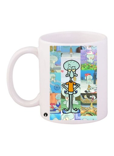 Squidward Tentacles Printed Coffee Mug White/Blue/Brown