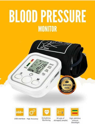 Edots Digital Blood Pressure (BP) Monitor, LCD Display &amp; Voice Function, Accurate, Easy-To-Use, And Portable