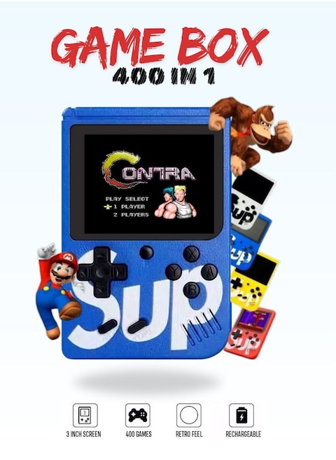 اس يو بي لعبة للأطفال، 400 في 1، وحدة تحكم ألعاب محمولة، مشغل ألعاب ريترو محمول، أزرق