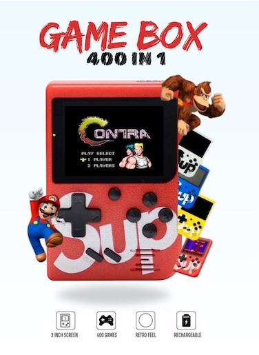 SUP Kids Game, 400 In 1, Handheld Gaming Console, Portable Retro Game Player, Red
