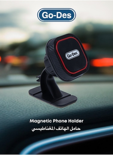 GO-DES Magnetic Car Phone Holder - Dynamic Grip In Stealth Black/Red