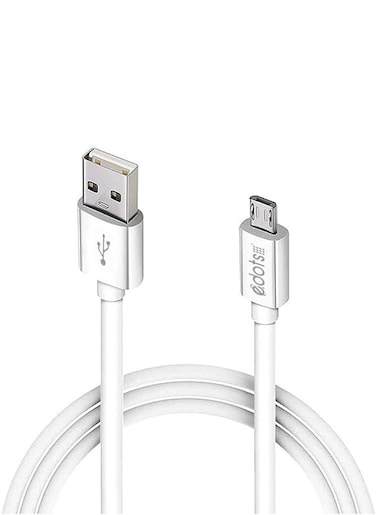 Edots White Micro USB Cable Cord - A To Micro B - Micro USB Charging Data Cable - USB 2.0 - 1x USB A Male, 1x USB Micro B Male