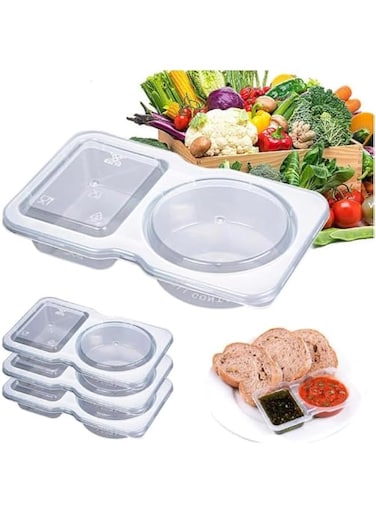 20 Pack Double Compartment Condiment Container, Chili Oil Salad Box, Snack Container, Condiment Containers With Lids, Condiment Containers with Used for Take-out