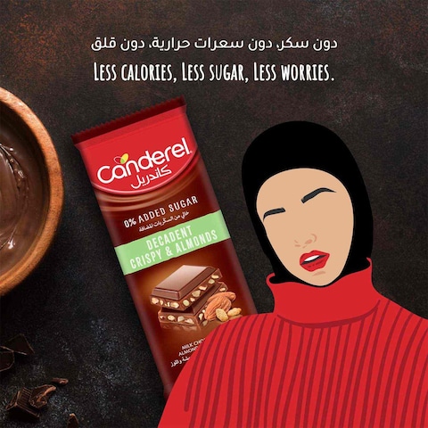 Canderel Decadent Crispy and Almond Milk Chocolate No Added Sugar Bar 100g