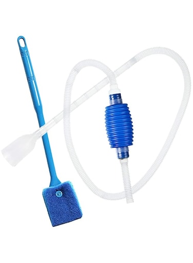 Aquarium Siphon Gravel Cleaner with Brush, Hand Syphon Pump for Fish Tank - No Need to Remove Fish or Plants, Perfect for Regular Water Change, Cleaner Syphon Manual Pump (Syphon Pump + 40cm Brush)