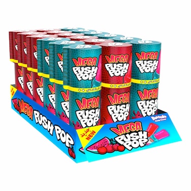 Bazooka Cherry Mega Push Pop, 30g Pack of 18