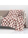 Reversible Checkerboard Throw Blanket in Caramel, Soft, Fluffy, Lightweight for Couch, Sofa and Bed