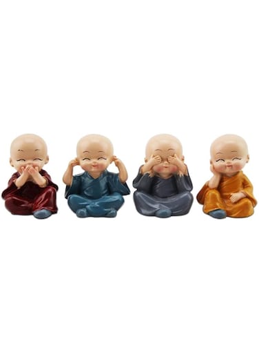 lesgos Little Resin Monk Figurines (4 Pieces)