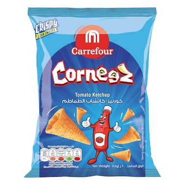 Carrefour Corneez Tomato Ketchup Flavoured Crispy Corn Snacks, 90g