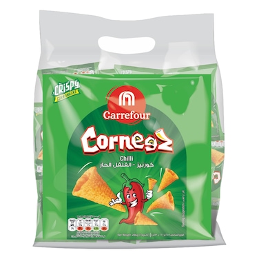 Carrefour Corneez Chilli Flavoured Crispy Corn Snacks, 13g Pack of 22
