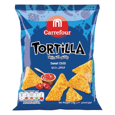 كارفور رقائق التورتيلا الحلوة الحارة 23 غرام