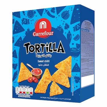 Carrefour Sweet Chilli Flavoured Tortilla Chips 23g Pack of 12