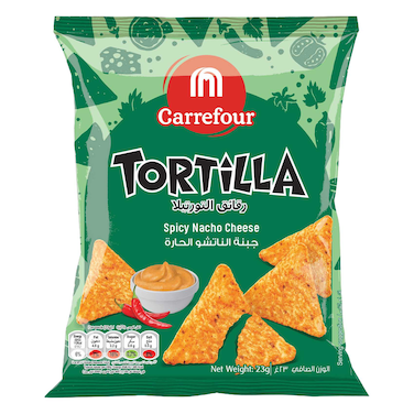كارفور رقائق التورتيلا بنكهة ناتشو تشيز الحارة 23 غرام