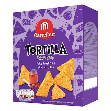 Carrefour Spicy Sweet Chilli Tortilla Chips 23g Pack of 12