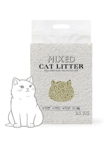 BRKT Mixed Cat Litter Tofu &amp; Bentonite Blend, Flushable Clumping Ultra Absorbent, Odor Control Low Dust, Low Tracking, Eco-Friendly (1x1 2.5KG)