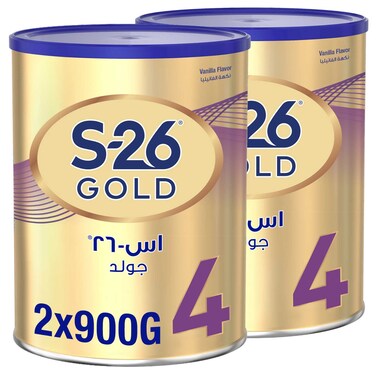 S-26 Prokids Gold Premium Milk Powder, Vanilla, Stage 4, 900g Pack of 2