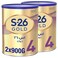 S-26 Prokids Gold Premium Milk Powder, Vanilla, Stage 4, 900g Pack of 2