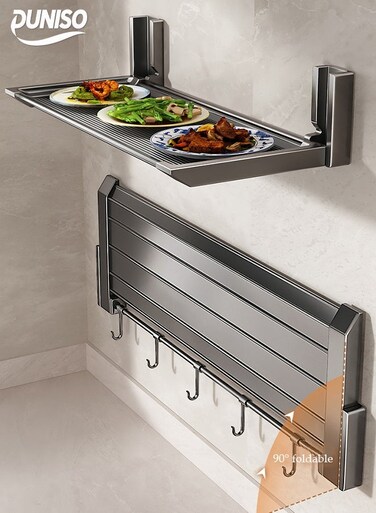 Wall Mounted Suction Cup Kitchen Prep Station&iuml;&frac14;&OElig;Multi Functional Foldable Dish Rack&iuml;&frac14;&OElig;No Punching Required&iuml;&frac14;&OElig;Easy Installation,Waterproof And Rust Proof,Sturdy And Durable&iuml;&frac14;&OElig;Removable&iuml;&frac14;&OElig;Suitable For Kitchen, Living Room, Bedroom, Bathroom&iuml;&frac14;&OElig;39*18*8cm