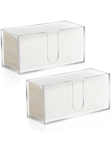 2Pack Acrylic Countertop Paper Towel Dispenser, Folded Paper Towel Dispenser Clear Trifold Napkin Holder, Suitable for Z-fold, C-fold or MultiFold Trifold Paper Towels for Bathroom Toilet and Kitchen