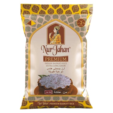 Nur Jahan Premium Extra Long Grain Indian Basmati Rice, 2kg