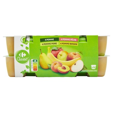 Carrefour Bio Assorted Organic Fruit Compotes, 100g, Pack of 16
