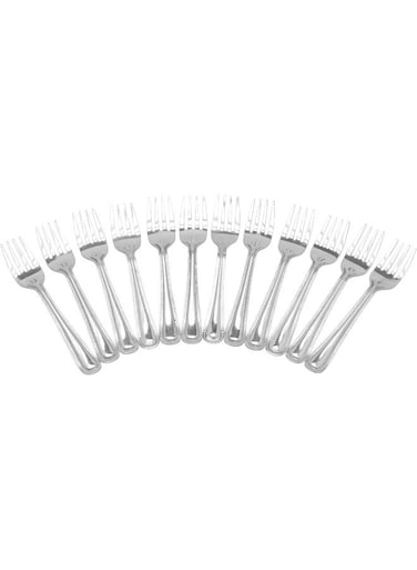 Stainless Steel Royal Grey Fork in 12 Piece Set, 18 cm Silver
