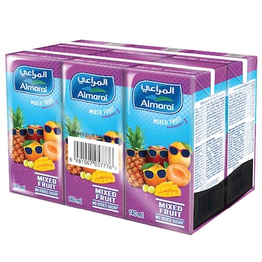Almarai No Sugar Added Mixed Fruit Juice 140ml Pack of 6