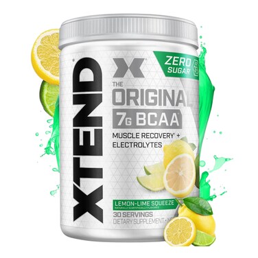XTEND Original BCAA  Powder Zero Sugar With Electrolytes for Hydration &amp; Muscle Repair,  Post-Workout Supplement, Lemon Lime squeeze Flavour- 30 Servings
