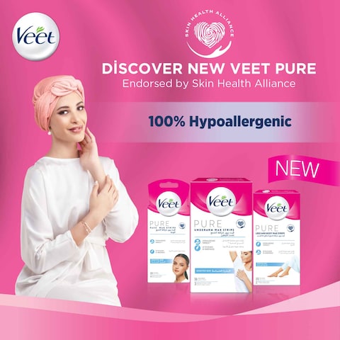 Veet Sensitive Pure Underarm Wax Strips 16 Strips