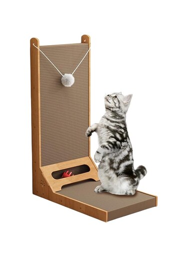 Coocicyi L Shape Cat Scratcher, 23.6 Inch Cat Scratchers for Indoor Cats, Protecting Furniture Cat Scratch Pad, Cardboard Cat Scratching with Ball Toy, Catnip, With Ball Toy for Indoor Cats