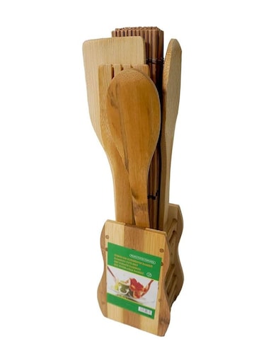 5 Pieces Bamboo Travel Cutlery kit with Reusable Bamboo Fork Knife Spoon Straw and Travel Pouch