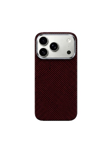 Mobcos iPhone 17 Pro Max Chex Plain Red Aramid Fiber Case, 1500D Fusion Weave, Ultra Slim Lightweight Magnetic Cover, MagSafe Compatible
