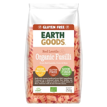Earth Goods Organic Red Lentil Fusilli, 250g