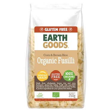 إيرث غودز معكرونة فوسيلي عضوية من الذرة والأرز البني الخالية من الغلوتين 250 غرام