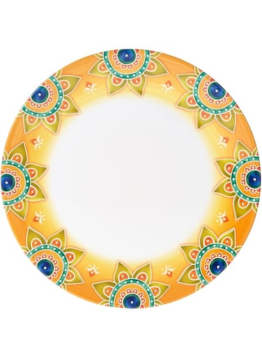 Servewell 27 Cm Yellow Astar Urmi Embossed Dinner Plate White