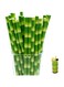 Azonee Green Bamboo Paper Straws, 7.75 inch, 200 Counts Disposable Paper Drinking Straws Bamboo Printed Party Cocktail Straws with Recycled Packaging