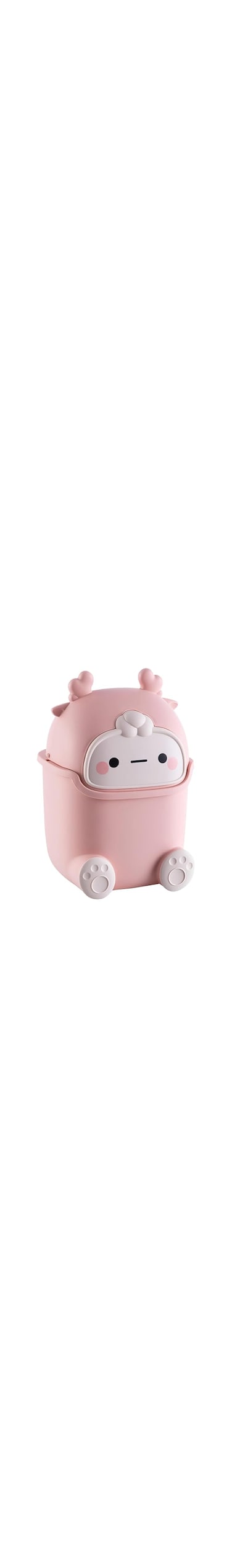 Benting Cute Flip Trash Can - Adorable Animal-Shaped Waste Baskets for Bathrooms, Kitchens, Offices &amp; Dressing Tables (Pink)