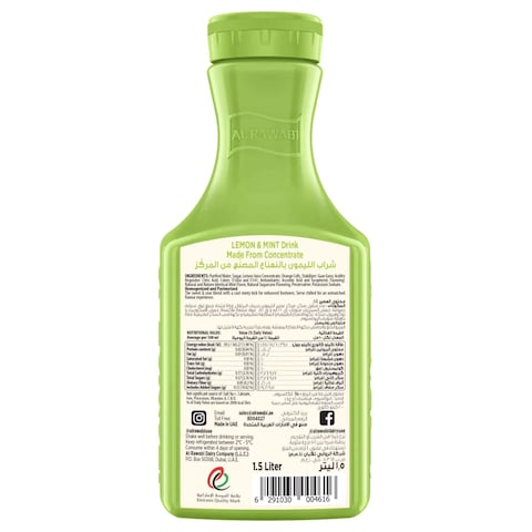 Al Rawabi Lemon and Mint Juice Drink, 1.5L