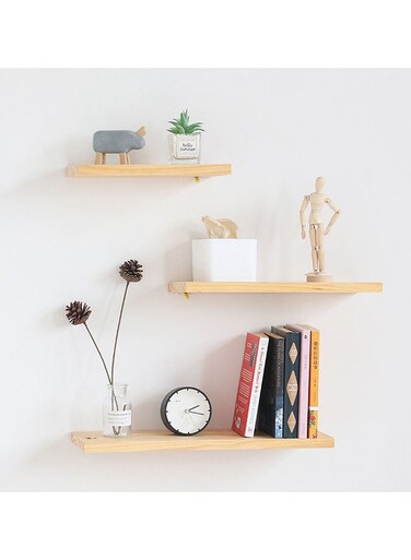 3-Piece Wood Creative Book Wall Shelf Brown
