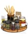 Tazweeq Turntable Organizer Spice Organization with Anti-Slip Mat for Cabinet Pantry Kitchen Countertop Refrigerator Office, Pine Wood, 13", Turntable Organizer for Table Top, Cabinet
