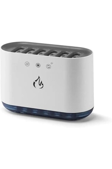 3D flame-effect aroma diffuser &amp; cool mist humidifier&mdash;LED fire lamp creates a cozy, soothing vibe.